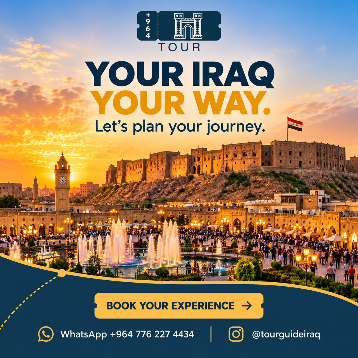 TOUR +964 campaign artwork: Erbil Citadel at sunset
